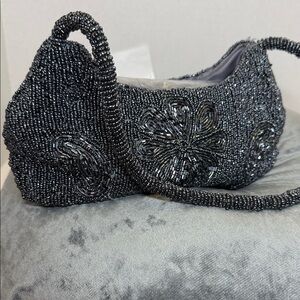 Chic Black Beaded Clutch